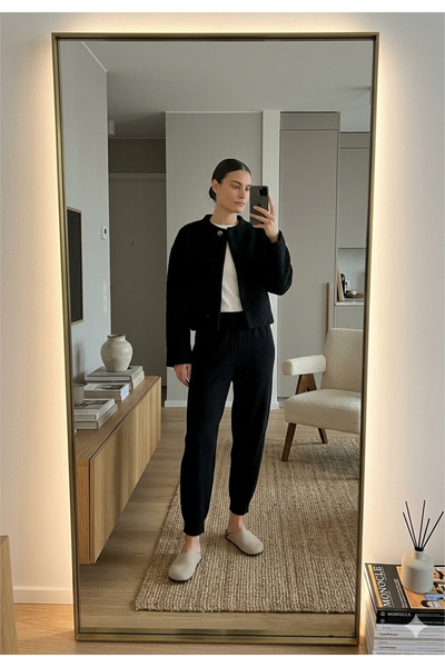 GESSICA ALBU Black jacket, soft texture, seasonal, short, oversized, 100% boi...