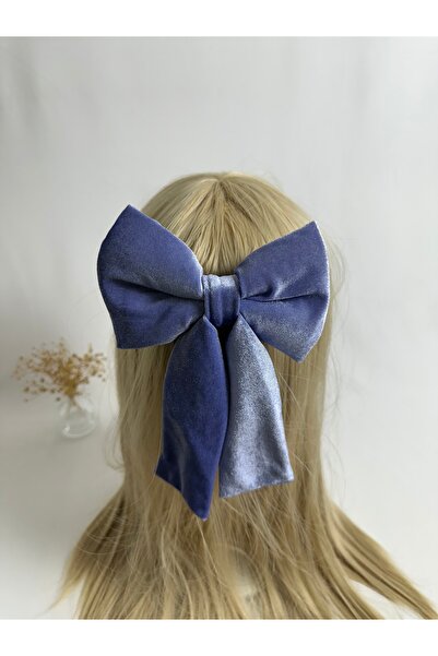MegssStore Baby Blue Velvet Bow Automatic Buckle