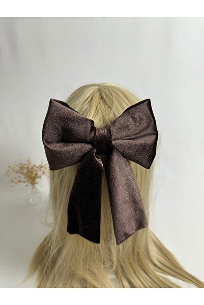 MegssStore مشبك أوتوماتيكي بني اللون مخمل فيونك