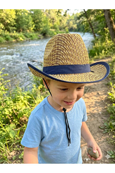 PIECE SIGNATURE قبعة شمسية من القش للأطفال (3-8 سنوات) (للجنسين)