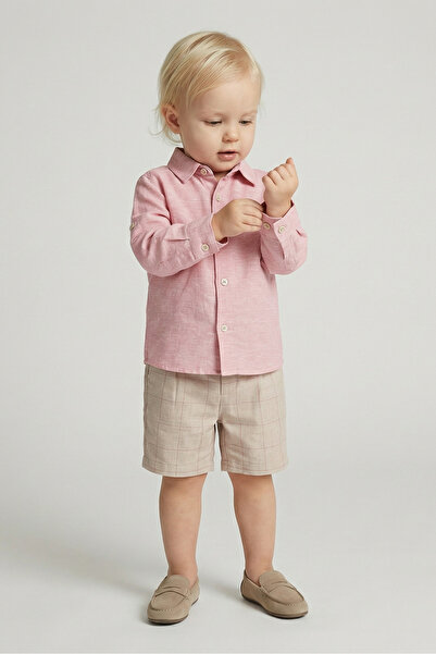 Abel & Lula طقم قميص وشورت ماربيلا للأولاد من مايور أبيل لولا باللون الوردي