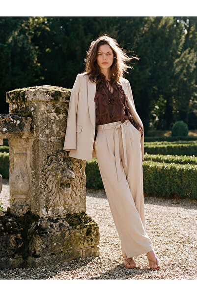 LC Waikiki Nevavm Women's Wide Leg Pants with Belted Waist and Difference in ...