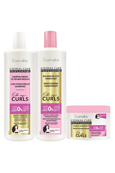 COSMALINE Set profesional Bucle definite & Hidratare Păr Creț: Șampon 500 ml ...