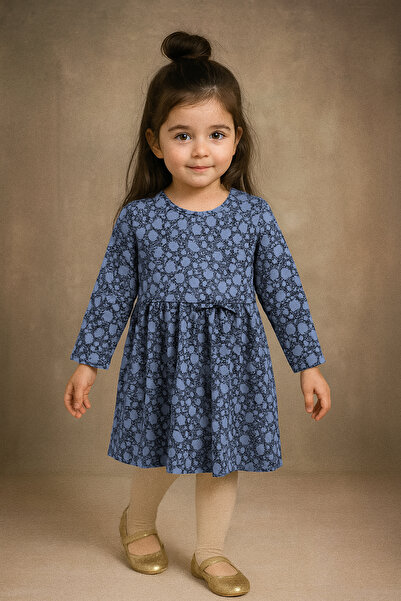 FOR GIRLS Girls' Long Sleeve Printed Casual Dress - Blue