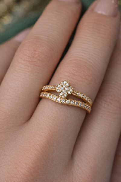 Takıtolia خاتم Xflora ذهبي اللون من الكريستال مرصّع بالأحجار Xuping Bijuteri ...