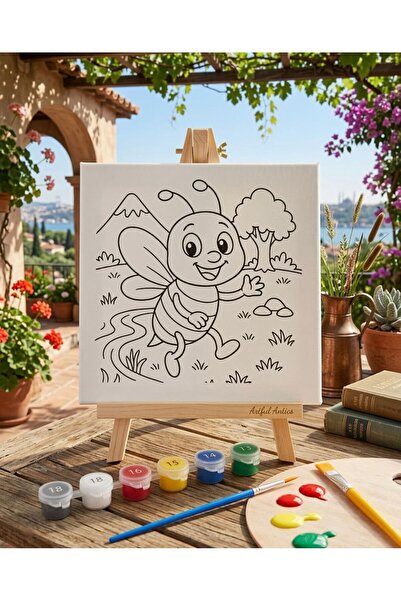 KAIYA Sevimli Arı ve Doğa Temalı Mini Tual Boyama Seti Tablo (20x20 cm)