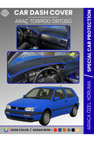 e-biz غطاء لوحة القيادة الأمامية لسيارة فولكس فاجن جولف 3 (1991-1997) يحمي ال...