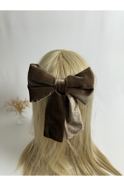 MegssStore مشبك أوتوماتيكي بفيونكة مخملية من فرو المنك