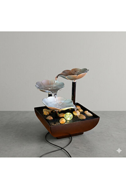 hediye Led'li 3 Katlı Mini Dekoratif Su Şelalesi Meditasyon Sakinleştirme Şık...