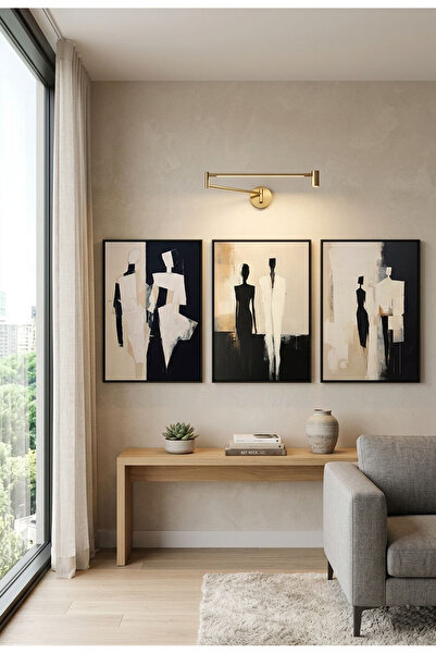 Linacci Triple Black Metal Modern Abstract Human Figure Poster Glass Painting...