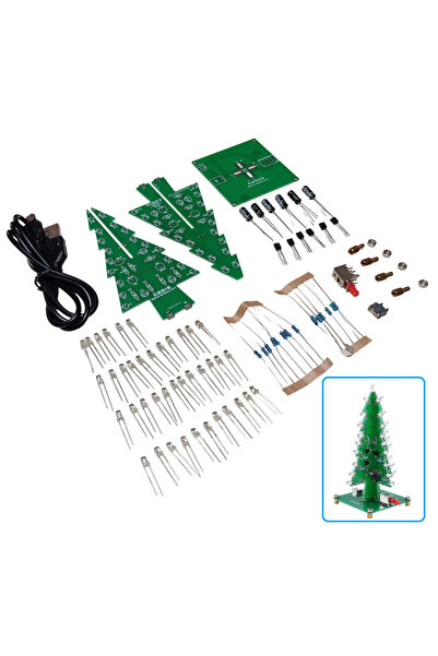 Devre Dünyası DC 5V Yanıp Sönen RGB Led 3D Noel Yılbaşı Çam Ağacı Kendin Yap ...