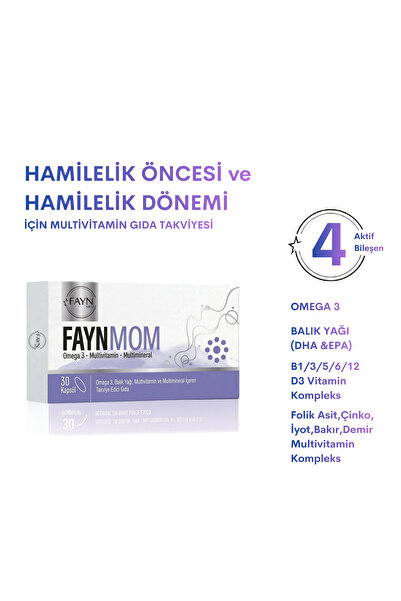 FAYNMED FAYNMOM Omega 3, Demir, Folik Asit İçeren Gebelik Öncesi ve Dönemi Mu...