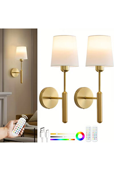 Snooe مصابيح جدارية ذهبية قابلة لإعادة الشحن تعمل بالبطارية مع جهاز تحكم عن ب...