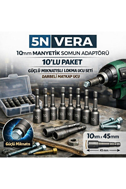 TITEX 10x45mm Manyetik Lokma Ucu 10’lu Set - Akıllı Çatı Vidası Sıkma Aparatı...