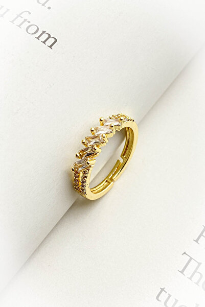 roshel Steel 5 Stone Baguette Ring