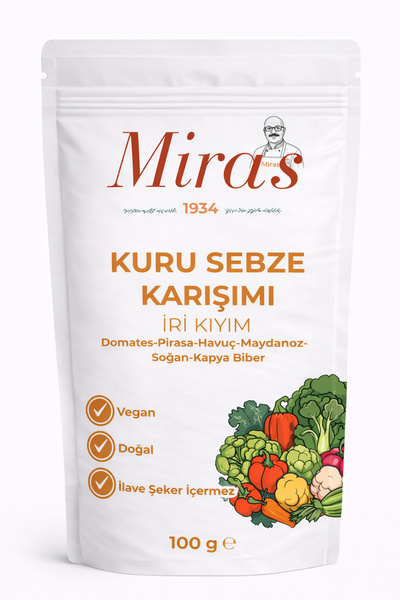 Miras 1934 Kuru Sebze Karışımı İri Kıyım - 100 g - Doğal Sebze Tozu