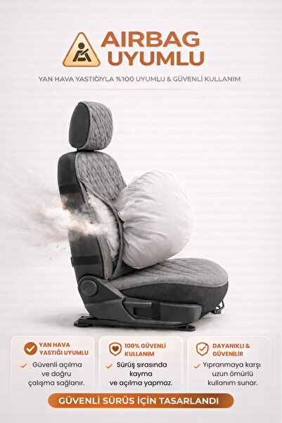 e-biz Oto Koltuk Kılıfı Tay Tüyü 4 Katmanlı Minder Tekli Ön – Terletmez,Kaymaz,Su Geçirmez,Airbag Uyumlu
