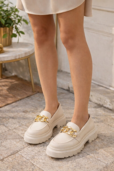 Butik Deri zincirli loafer ayakkabı