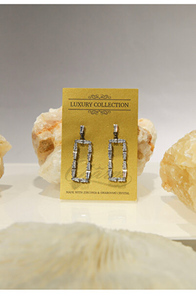 CHARM Crystal Frame Earrings – Rectangular Elegance