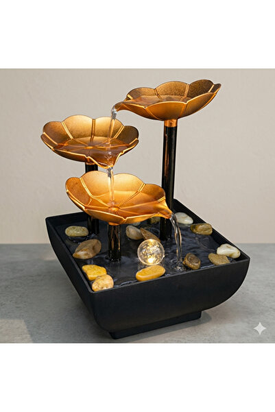 hediye Led'li 3 Katlı Mini Dekoratif Su Şelalesi Meditasyon Sakinleştirme Şık...