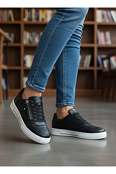 KAFKASLAR AYAKKABI New Model Zippered D Flat Sole S Sneakers Women's Sports S...