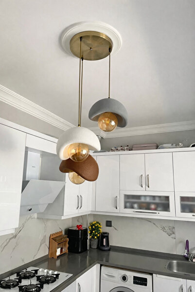 DREAM MODE Beton Görünümlü Modern Şık İskandinav Tarz 3 Başlıklı Avize (25cm)...