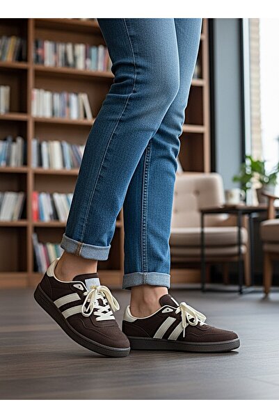 KAFKASLAR AYAKKABI NEW MODEL D حذاء بنعل مسطح S حذاء رياضي حذاء رياضي نسائي بني