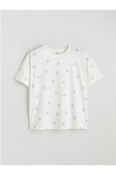 LC Waikiki قميص نوم نسائي أبيض برقبة دائرية من M1 SEZON مطبوع