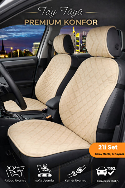 e-biz Car Seat Cover Thai Feather 2-Piece Front Cushion – Anti-Sweat, Non-Sli...