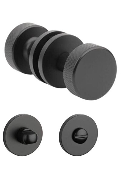 THG TIME (TUJA) Slim Black Door Buttons with WC Rosette