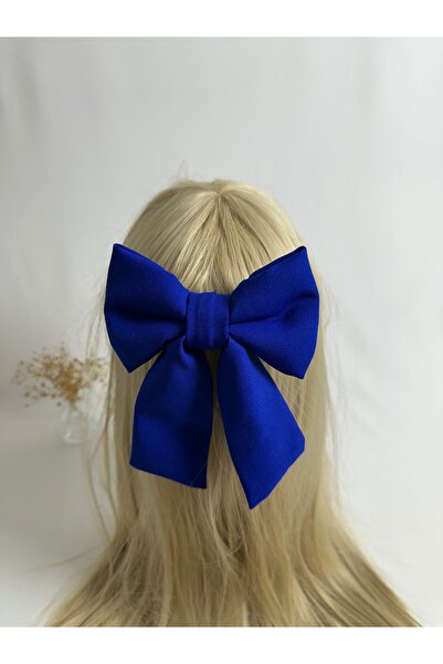 MegssStore مشبك أوتوماتيكي داكن اللون أزرق بلون الكوبالت أزرق مزدوج كريب فيونك