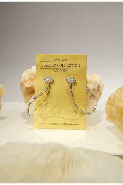 CHARM Crystal Arc Earrings – semicircle with zircons