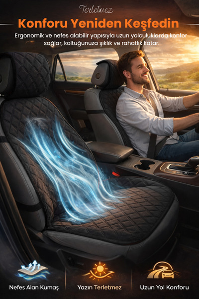e-biz Oto Koltuk Kılıfı Tay Tüyü 2'li Ön Minder – Terletmez, Kaymaz, Sıvıya Dayanıklı, Airbag Uyumlu