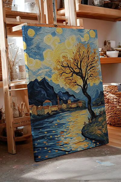 Zestia Πίνακας σε καμβά Βαν Γκογκ: Αστρική Νυχτερινή Γέφυρα - Σχολιασμός Σειρ...