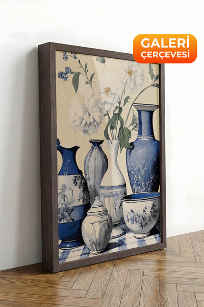 Zestia Καφέ πλαισιωμένος καμβάς με εκτύπωση σε καραβόπανο, Συλλογή Μπλε Λευκο...