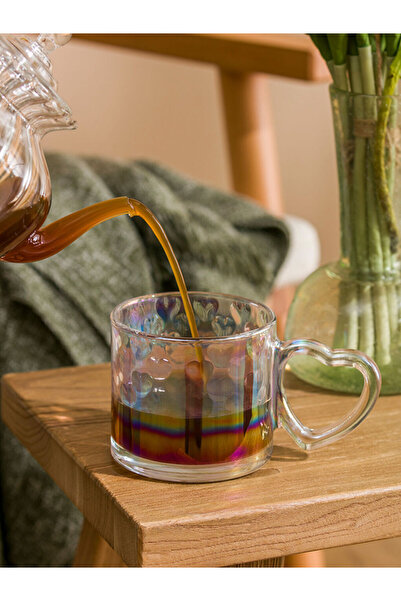 LC Waikiki Rmz Gi̇yi̇m Farkiyla Heart Embroidered Glass Mug 330 ml