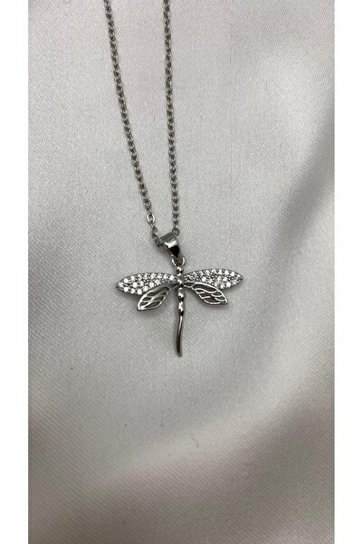 Butik 316L Çelik Zincir Gold Renk Yusufçuk Model Zirkon Taşlı Kadın Kolye