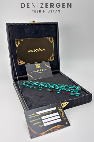 DENİZ ERGEN Kişiye Özel Premium Kutulu Sertifikalı Ad Soyad Ateş Kehribarı Ba...