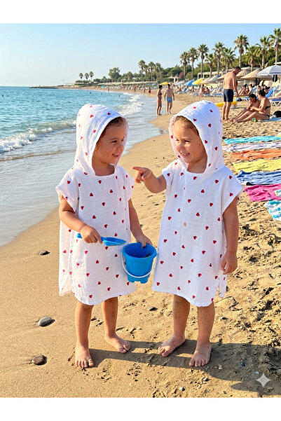 Wenaris 100% Cotton Muslin Hooded Beach Children's Baby Poncho Bathrobe Bath ...