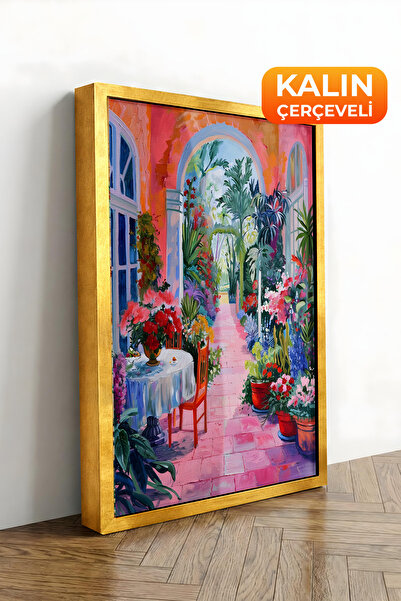 Zestia Tablou pe pânză înrămat cu aur, peisaj urban colorat, Seria Premium Nr...