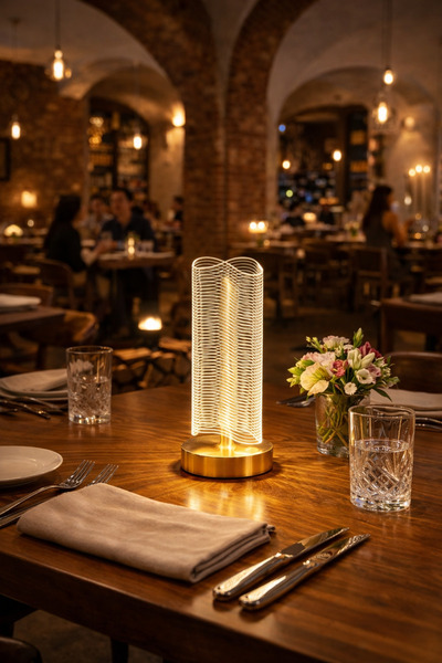 newar Dalgalı Kristal LED Masa Lambası Dokunmatik 3 Renk Işık Modlu Şarjlı De...