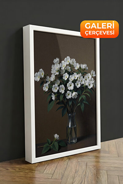 Zestia Tablou pe pânză înrămată albă, Buchet de flori – Seria Premium Botanic...