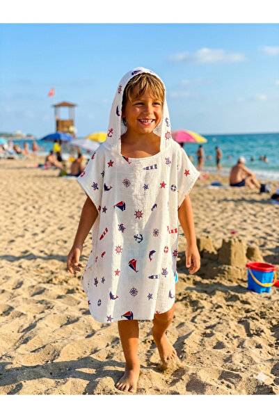 Wenaris 100% Cotton Muslin Hooded Beach Children's Baby Poncho Bathrobe Bath ...