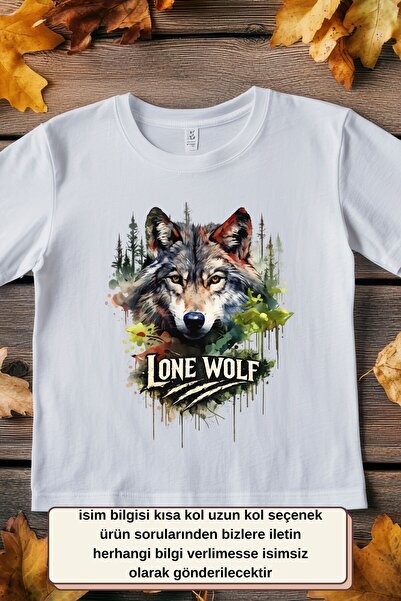 Asilcomkids Lone Wolf Wolf Design T-Shirt – Nature Themed Wolf Printed Unisex...
