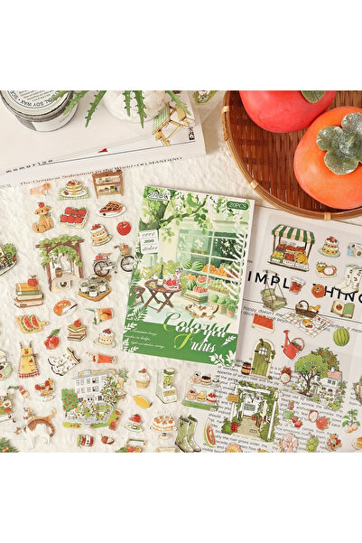 Kolbi Craft 2 صفحة، 24 قطعة من الملصقات الشفافة ذات طابع الفاكهة، دفتر يوميات...