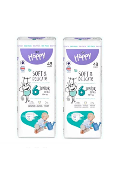 Happy Promo Pack 2 X Diapers Size 6 Soft&Delicate Junior +15kg 48 pcs