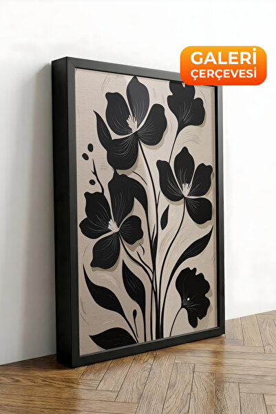 Zestia Μοτίβο λουλουδιών σε καμβά με μαύρο πλαίσιο – Σειρά Premium Μοντέρνας ...
