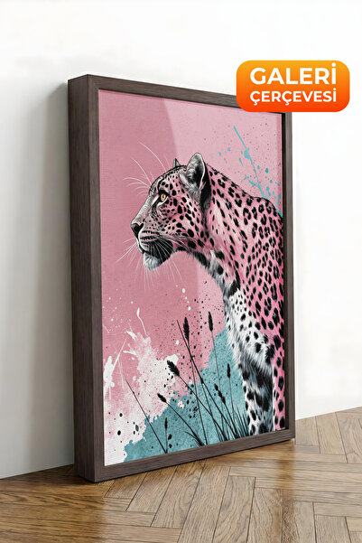 Zestia Καφέ πλαισιωμένος καμβάς με εκτύπωση Ροζ Λεοπάρ – Σειρά Premium Μοντέρ...