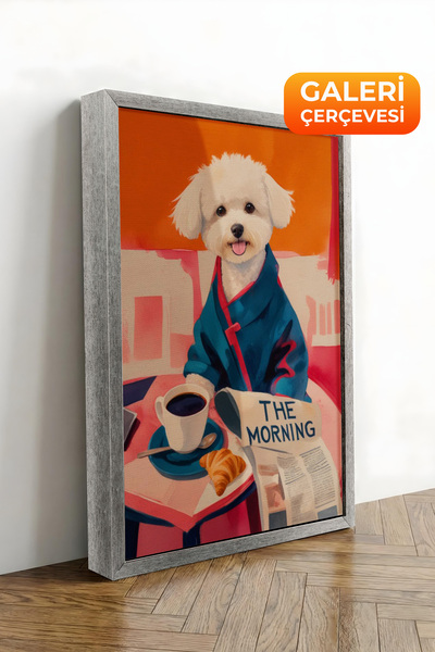 Zestia Καμβάς με ασημένιο πλαίσιο με σχέδιο σκύλου με κοστούμι, σειρά Premium...