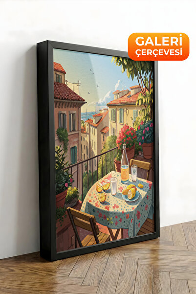 Zestia Tablou pe pânză înrămată neagră, în stil toscan, pentru balcon, Seria ...